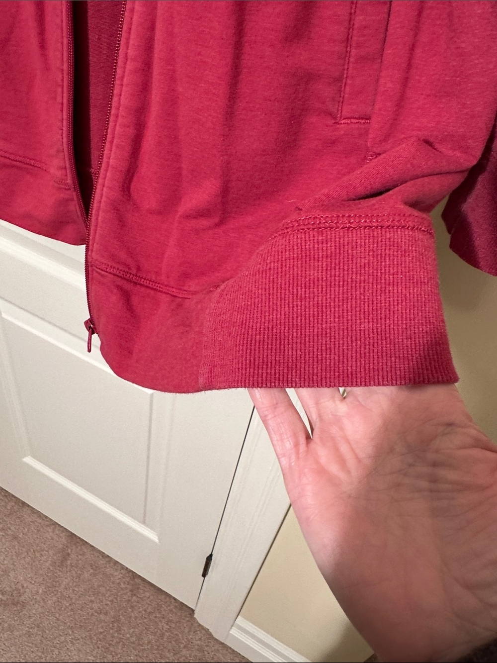 Full-Zip Crew Sweatshirt in Raspberry - Picture 8 of 13